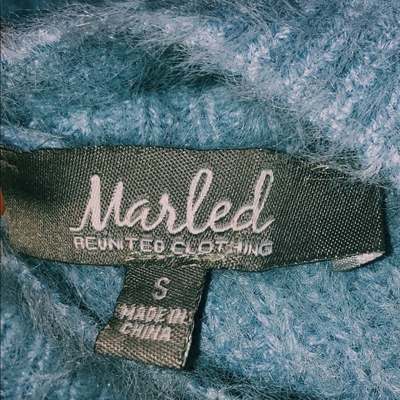 Blue Fuzzy Turtle-Neck Sweater - Picture 4 of 5